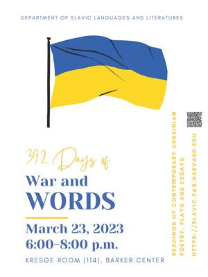 392 Days of War and Words: Readings of Contemporary Ukrainian Poetry, Plays and Essays