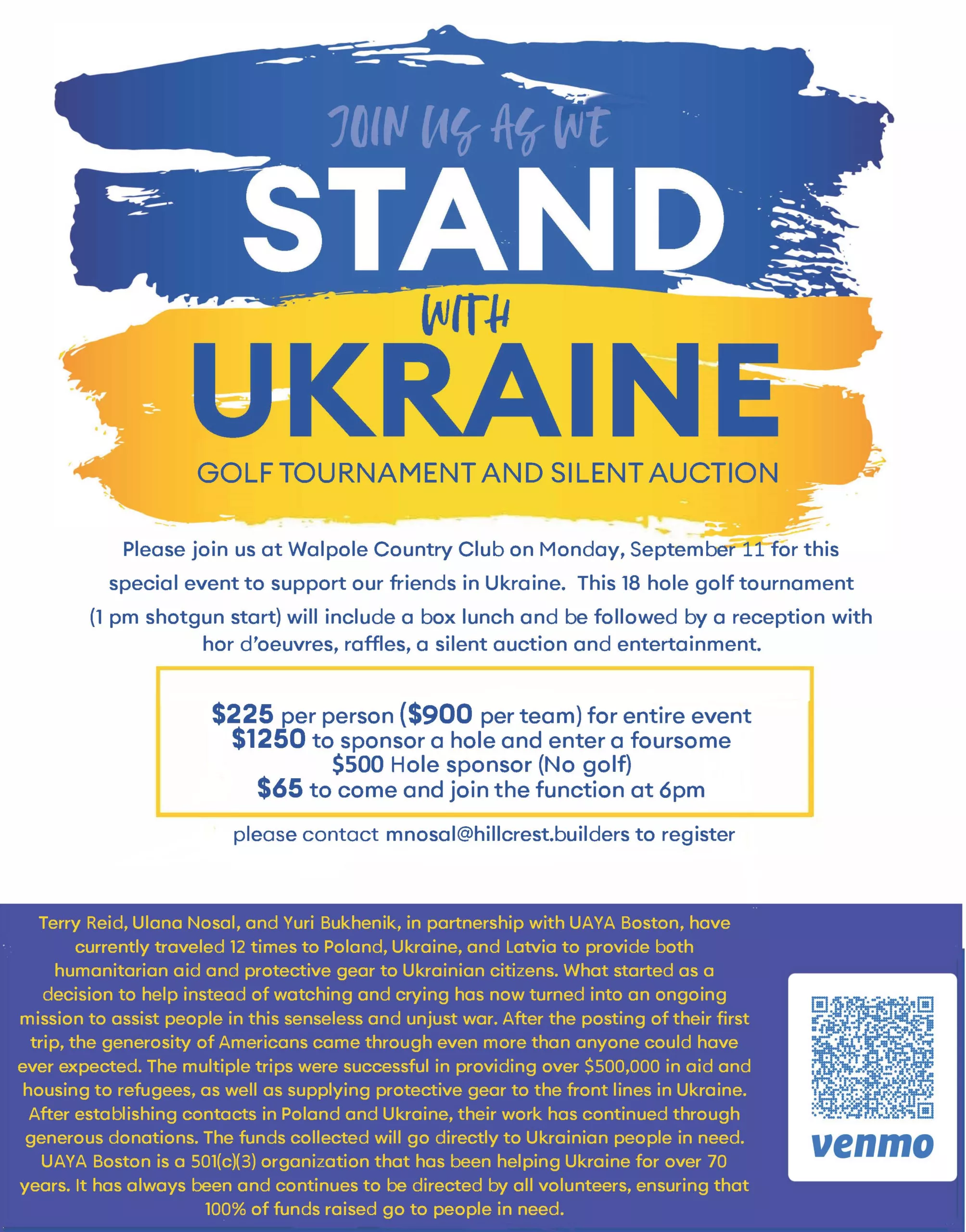 Stand With Ukraine Golf Tournament and Silent Auction