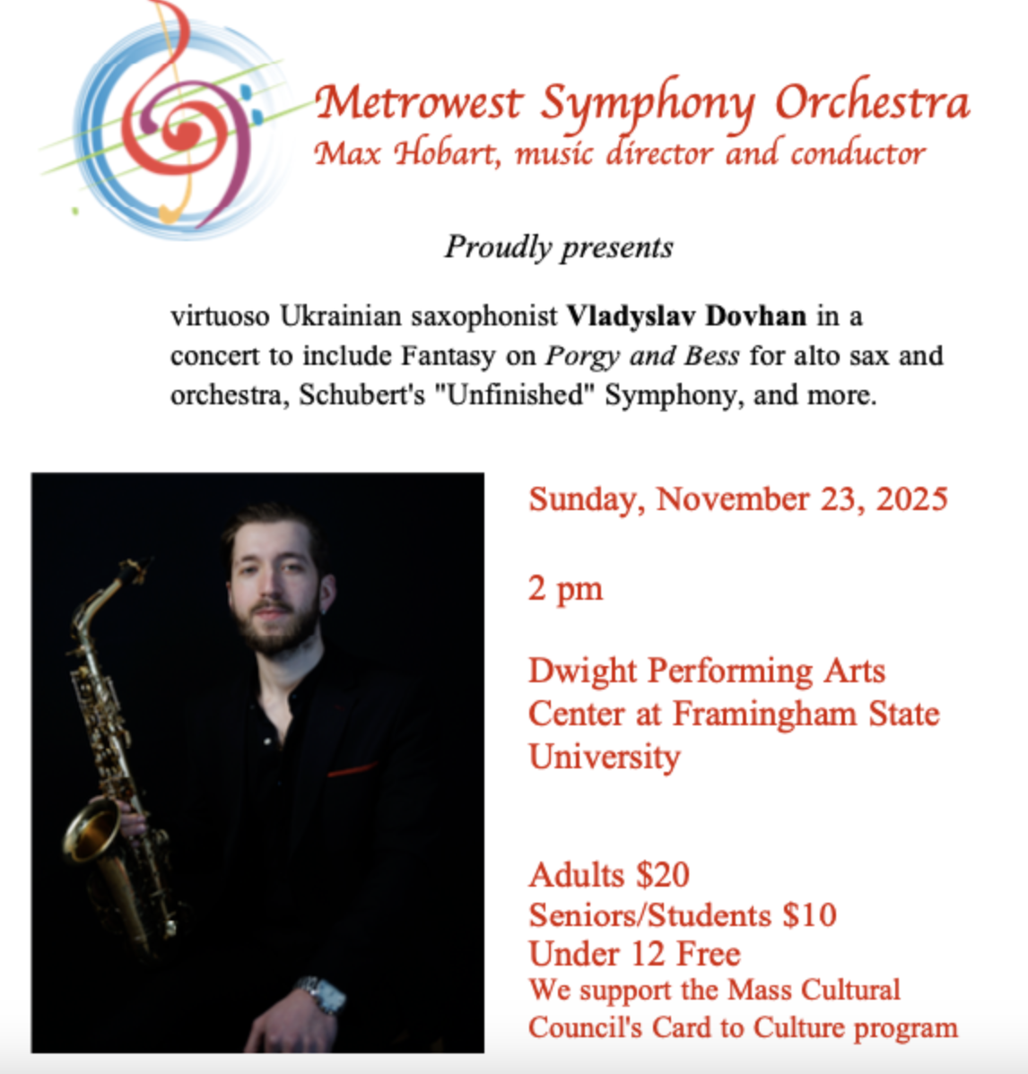 Metrowest Symphony with Vladyslav Dovhan